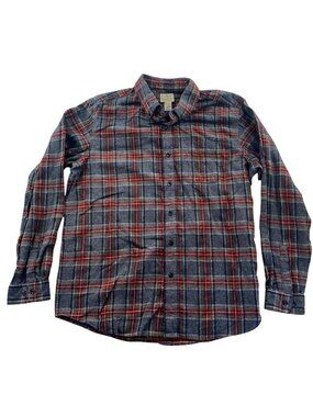 L.L. Bean Mens Shirt Large Red Plaid Long Sleeve Traditional Fit Flannel Casual